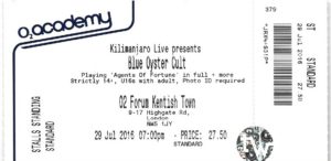 BLUE OYSTER CULT TICKET