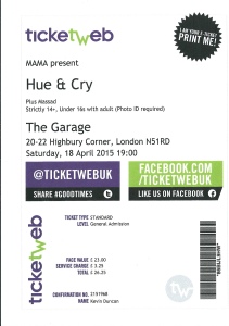HUE AND CRY TICKET